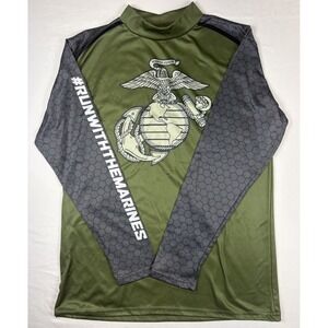 USMC Marine Corps Marathon 2023 Shirt M Unisex Rash Guard Performance Mock Neck
